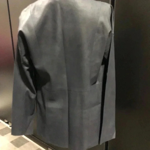 Bagatelle Genuine Leather,Waterfall Drape, Open front,butter soft,Navy Jacket - Picture 4 of 10